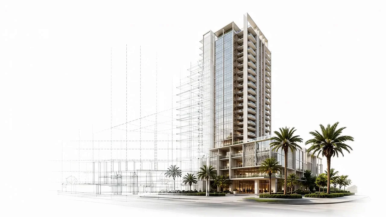 Elite Crest One residential tower, architectural visualisation